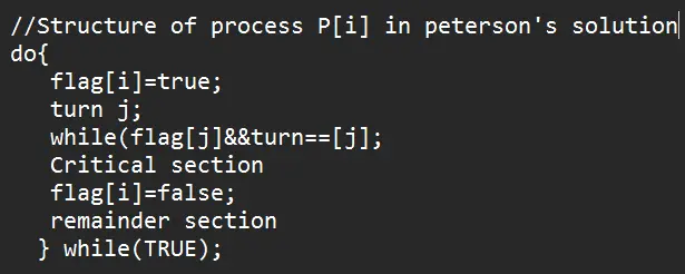 peterson's solution for process i